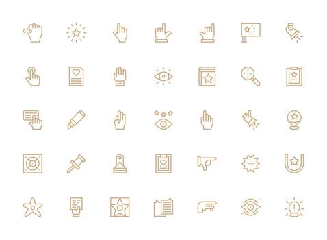 35 Highlight Icons in Regular Clean Line Aesthetic User Interface Icons for Digital Products vector