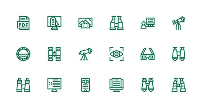 18 Icons for Viewing in Strong Stroke Line Format Layout Icon Collection vector
