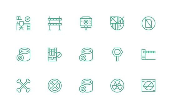 Do Not Enter Set with 15 Regular Line Icons Editable Icon Collection vector