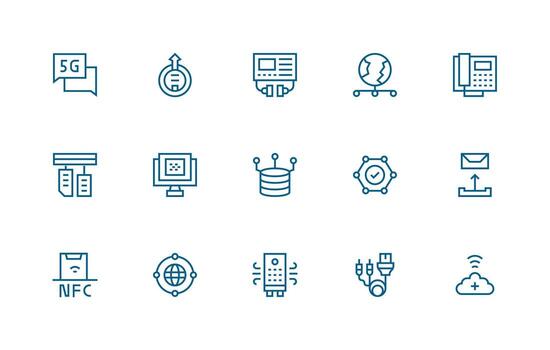 15 Regular Line Vectors for Data Transmission Theme Display Icon Pack