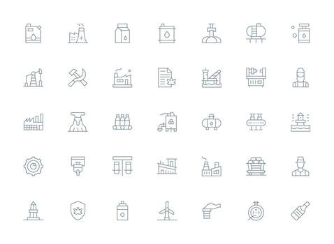 Industry Design Icons featuring 35 in Light Line Style Well-Structured Icons for Creative Use vector