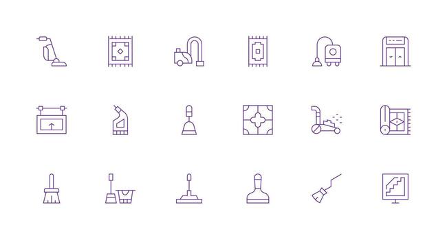 Floor Icon Set with 18 Minimal Line Graphics UI and UX Focused Icon Collection vector