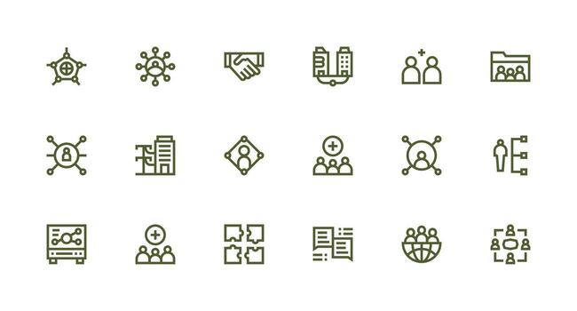 Collaboration featuring 18 Icons in Strong Stroke Line Design Pixel Perfect Icon Set vector