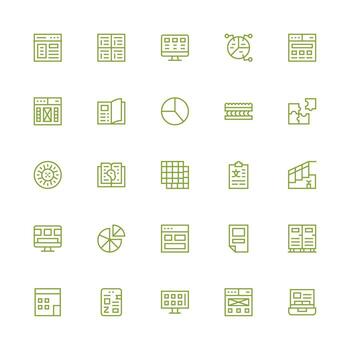 Medium Stroke Outline Style Sections Icons with 25 Vectors Core Icon Collection for Daily Tasks