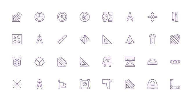 Geometry Icon Set with 32 Thin Line Graphics General Use Icon Pack vector