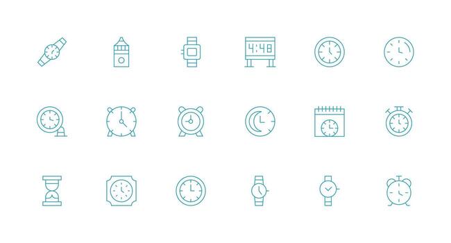 minuto incluso 18 mínimo línea ilustraciones escalable íconos para multiplataforma interfaces vector