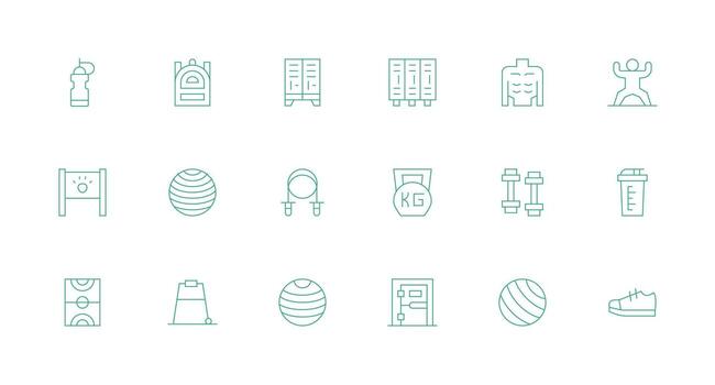 Gym Icon Collection with 18 Minimal Line Designs Icons Built for Visual Consistency Pack vector