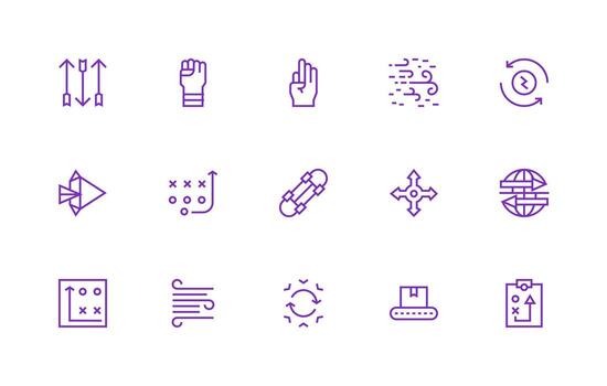 15 regular línea íconos para movimiento gráficos mínimo icono conjunto para interfaz proyectos vector