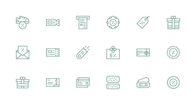 18 Minimal Line Vectors for Voucher Theme Web Icon Collection