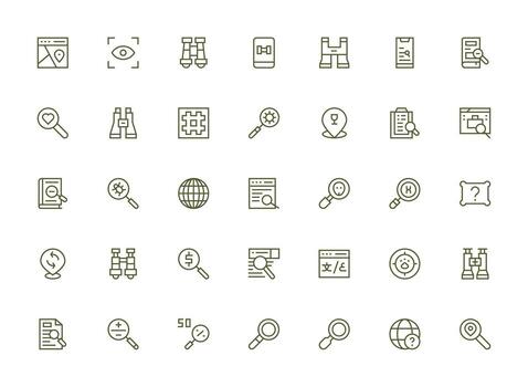 35 regular limpiar línea estilo íconos desde buscar colección alta resolución íconos para ninguna plataforma vector