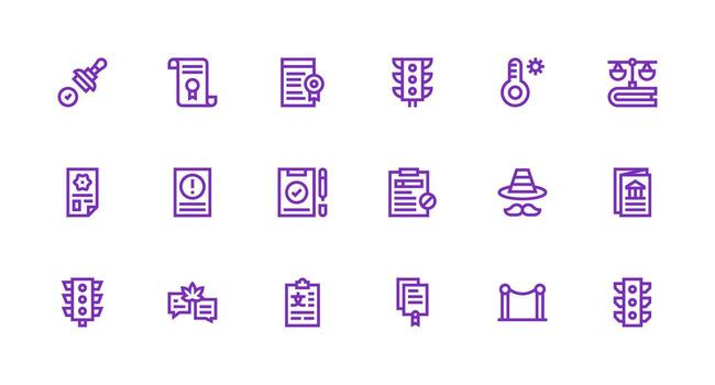 18 Strong Stroke Line Icons for Regulation Graphics Neatly Designed Icons for Web Platforms vector