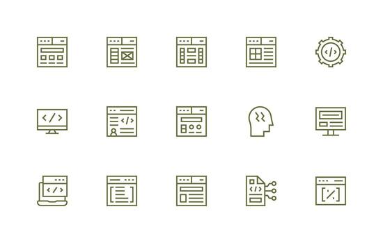 15 Html Icons in Regular Line Aesthetic Scalable Icon Pack vector