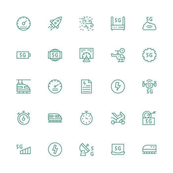 25 Medium Stroke Outline Style Icons from Speed Collection Essential Icon Set for Teams vector
