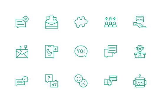 Response Icon Set with 15 Regular Line Graphics Simplified Icon Pack for Visual Tools vector