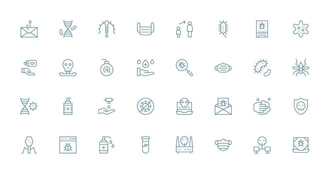 32 Thin Line Style Icons from Virus Collection Reliable Icons for All Interfaces vector