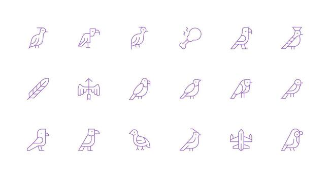 Wing Set with 18 Minimal Line Icons Icon Pack for Various Themes vector