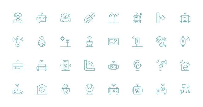 inteligente visual paquete conteniendo 32 Delgado línea íconos simplificado icono paquete para visual herramientas vector