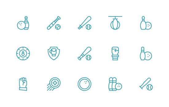 Strike Set with 15 Regular Line Icons Customizable Icon Series for Mobile Screens vector