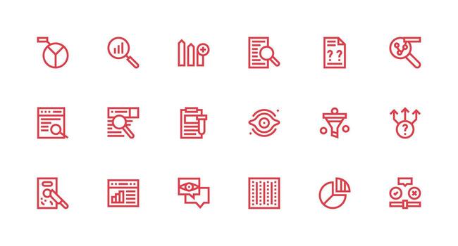 Data Analysis featuring 18 Icons in Strong Stroke Line Design Simple Icon Pack vector