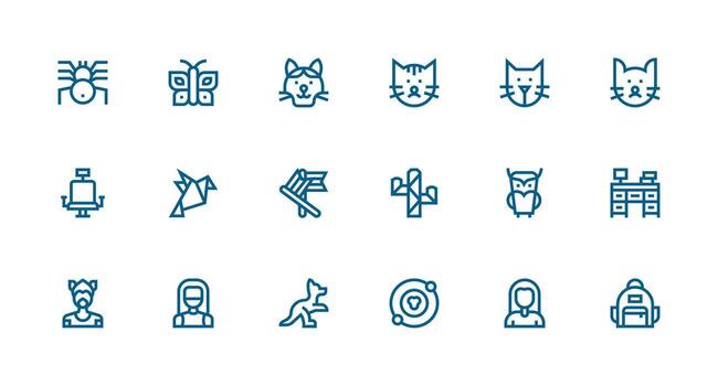 Linear Set with 18 Strong Stroke Line Icons Multi-Purpose Icon Set vector