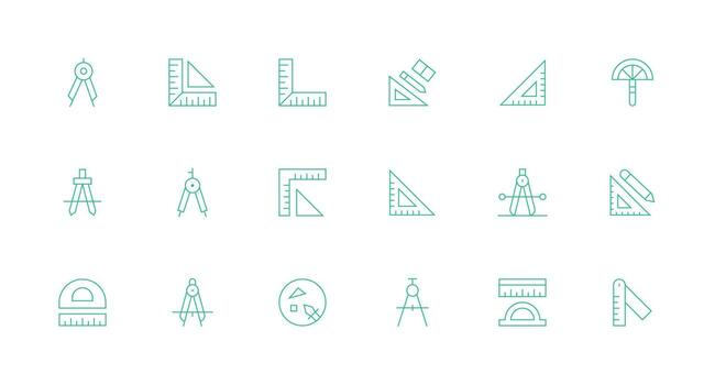 transportador presentando 18 íconos en mínimo línea diseño plano icono conjunto vector