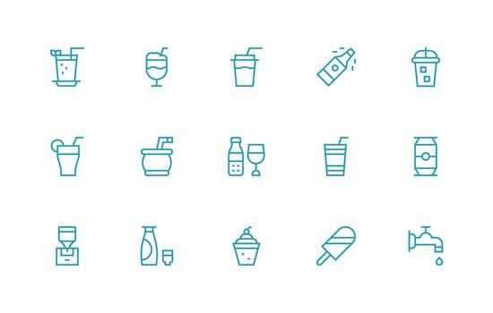 Regular Line Icons from Refreshment Set with 15 Vectors UI Icon Set