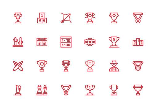 concurso presentando 24 íconos en grueso línea línea diseño monitor icono paquete vector