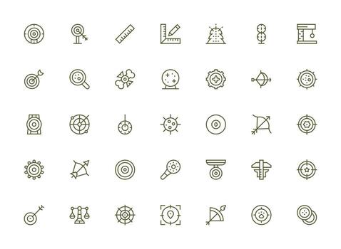 exactitud diseño íconos presentando 35 en regular limpiar línea estilo icono conjunto para aplicaciones vector