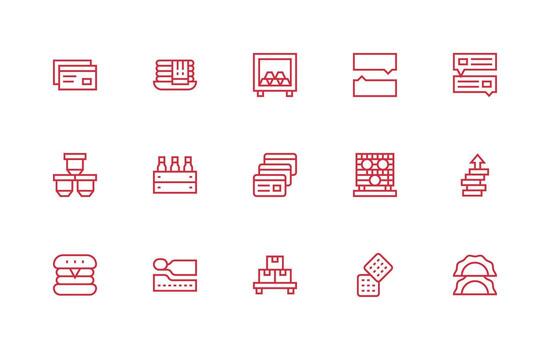 15 regular línea estilo íconos desde apilado colección ui icono conjunto vector