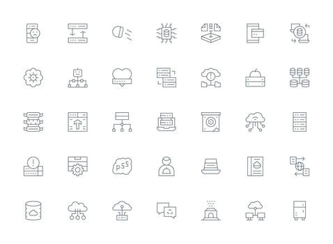 35 ligero línea íconos para servidor gráficos web y aplicación icono paquete colección vector