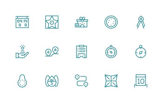 15 Regular Line Designs for Points Icons Icon Set vector