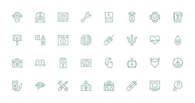 Diagnostic Set with 32 Thin Line Icons Pixel Perfect Icons for Modern Apps vector