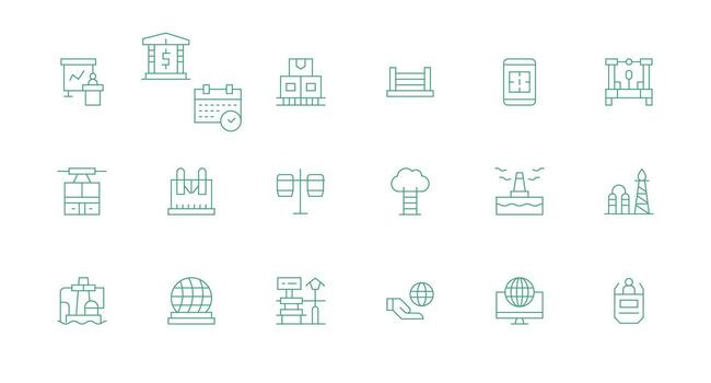 mínimo línea íconos desde plataforma conjunto con 18 vectores icono paquete