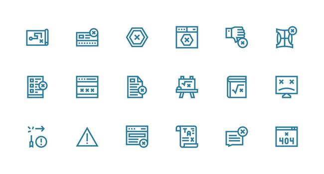 18 Strong Stroke Line Vectors for Incorrect Theme Essential Icons for Rapid UI Building