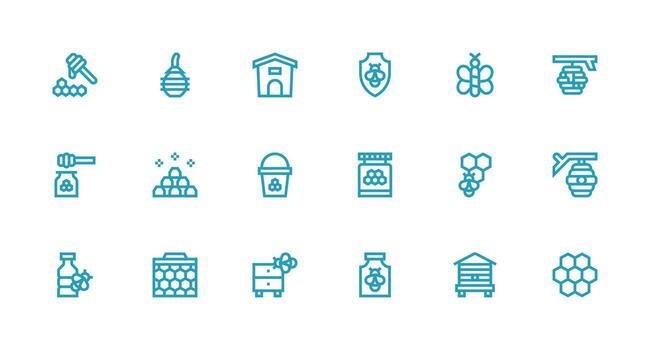 18 Apiary Icons in Strong Stroke Line Aesthetic Well-Structured Icons for Creative Use vector