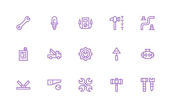 15 íconos para reparando en regular línea formato ui icono conjunto vector