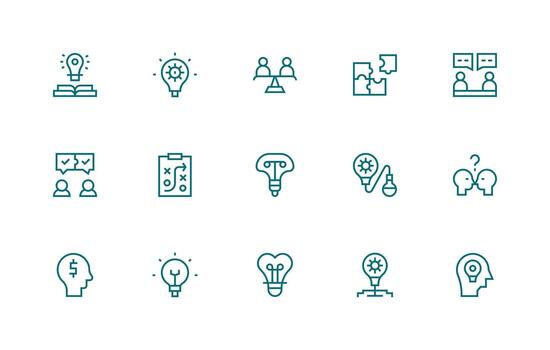 15 Regular Line Style Icons from ProblemSolving Collection Icon Pack for Various Themes vector