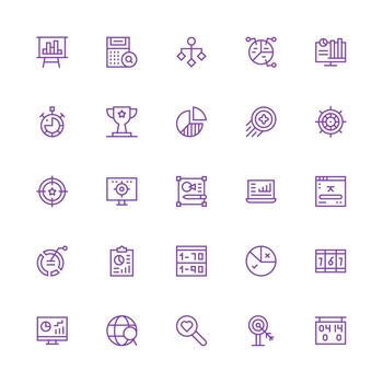 Results Icon Set with 25 Medium Stroke Outline Graphics UI-Ready Icon Collection vector