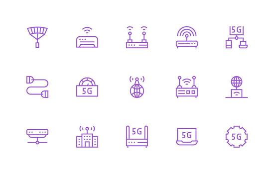 Regular Line Icons from Modem Set with 15 Vectors Responsive Icon Set for Flexible Layouts