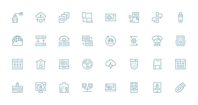32 Thin Line Vectors for Backup Theme Icon Collection Set