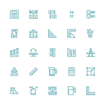 Scale Icon Collection with 25 Medium Stroke Outline Designs Sharp Icons for Presentations vector