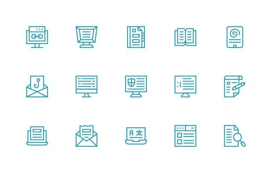 Online Document Visual Pack containing 15 Regular Line Icons Pixel Perfect Icons for Modern Apps vector