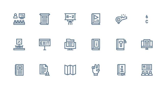 instrucción diseño íconos presentando 18 en fuerte carrera línea estilo glifo icono serie vector