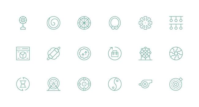 Circular Icon Set with 18 Minimal Line Graphics Professional Icon Pack for Development Work vector