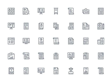 35 regular limpiar línea estilo íconos desde resumen colección esencial icono colección vector