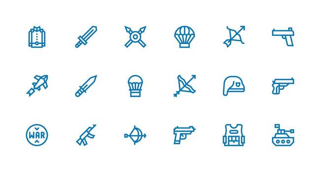 Strong Stroke Line Style Tactical Icons with 18 Vectors Interface Icon Collection for Daily Projects