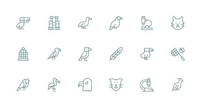 Zoology featuring 18 Icons in Minimal Line Design Multi-Purpose Icon Pack for Templates vector