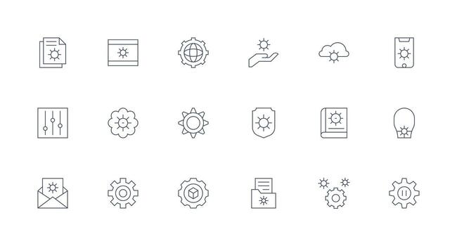 18 parámetros íconos en mínimo línea estético digital icono colección vector