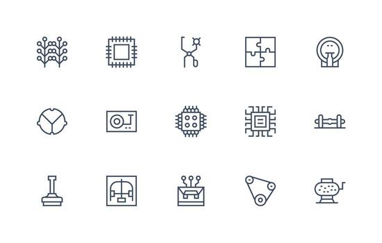 Component Icon Set with 15 Regular Line Graphics Theme-Based Icon Pack vector