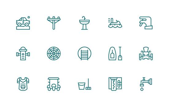 regular línea estilo utilidad íconos con 15 vectores icono conjunto para aplicaciones